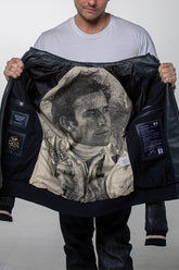 Jacky Ickx "Jacky 2" Navy Blue Leather Jacket for Men